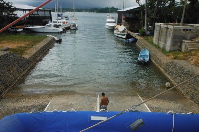 Auf der Schrägen zurrück ins Wasser